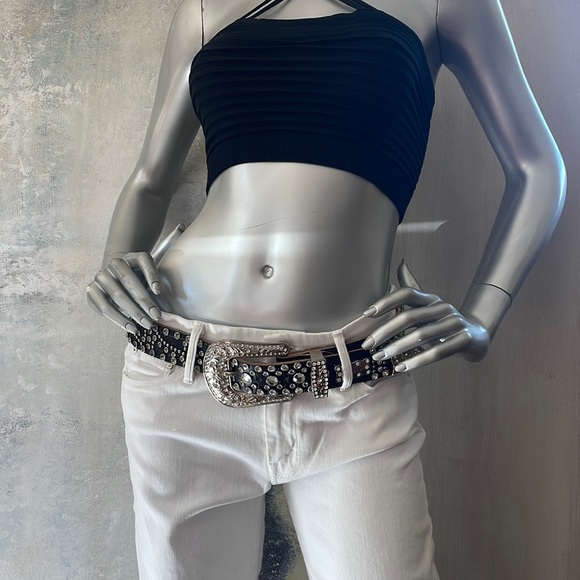 BHW Black Leather with Rhinestones, Chrystals and Studs - Picture 2 of 12